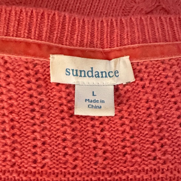 Sundance Villa Cardigan Sweater Cable-Knit Wool/Alpaca Women’s Large Coral - Picture 4 of 6